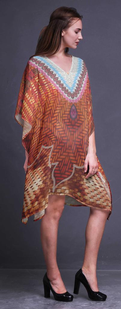 Phagun Ladies Plus Size Kaftan Summer Wear Beach Coverup Kimono Kaftan-4X-5X