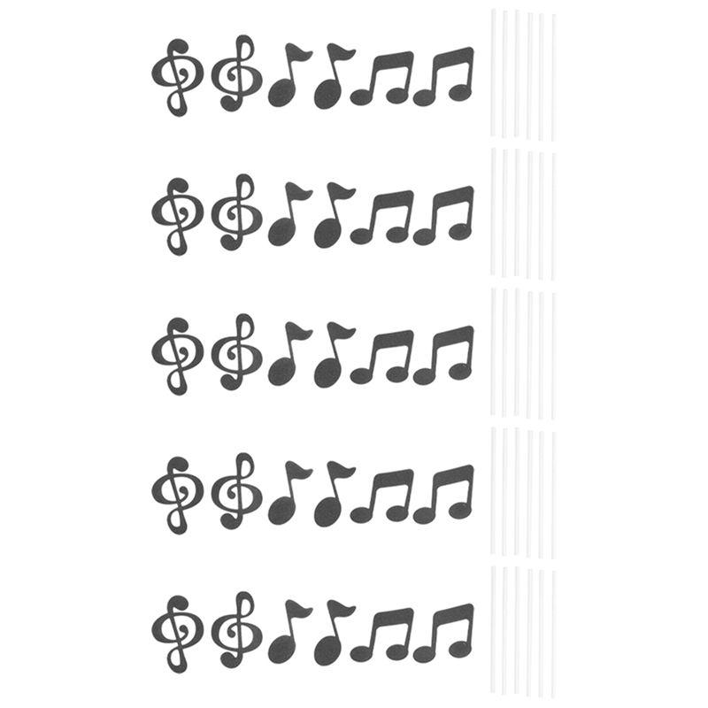 A84E-120 Pcs Music Notes Themed Cupcake Topper Paper Cake Inserts Card Wedding Cake Topper Decoration