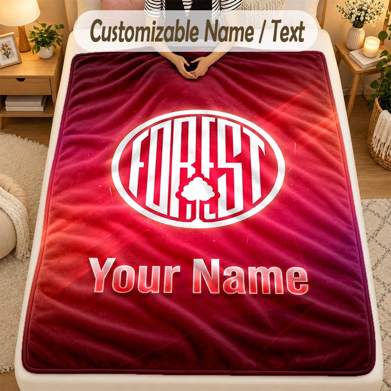 Flannel BlanketNottingham Forest FC Custom Name Text Personalized Soft Warm Throw Blanket Home Decor Gift