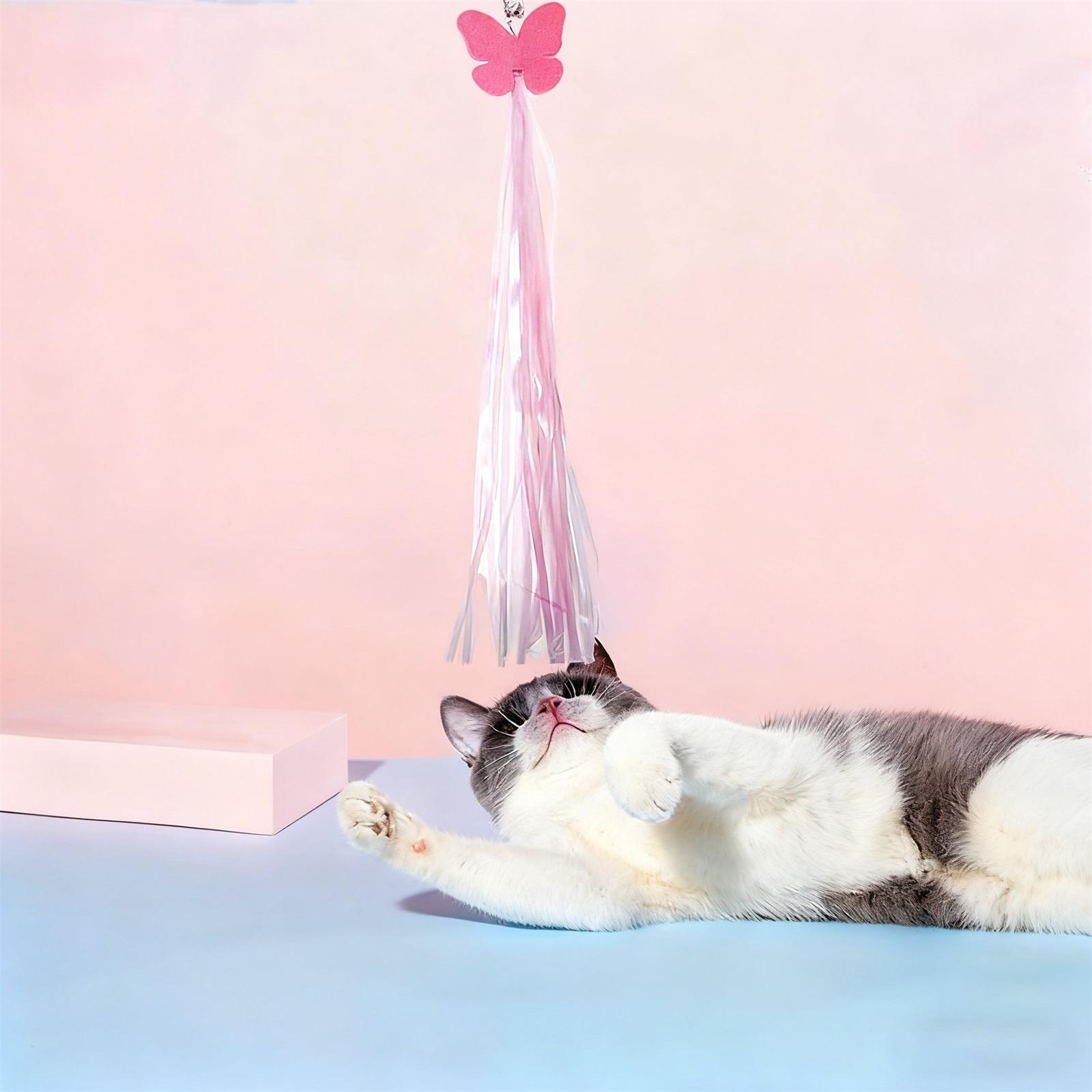 

Andiker 2 Pcs Wand Toy Refills with Bell, 18.5 in/47 cm Long Colorful Tassels Butterfly Wand Replacements with A Storage Box Interactive Toys for I One Size розовый