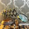 Magnifying Glass 1970 Kelvin and Hughes Chainner Brass Magnifier With Wooden Base Home Office Table Top Decorative