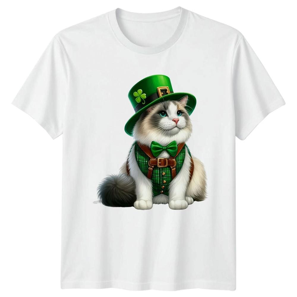 Cute Cat Wearing Green Irish Leprechaun TShirt Cat Lovers St Patricks Day S