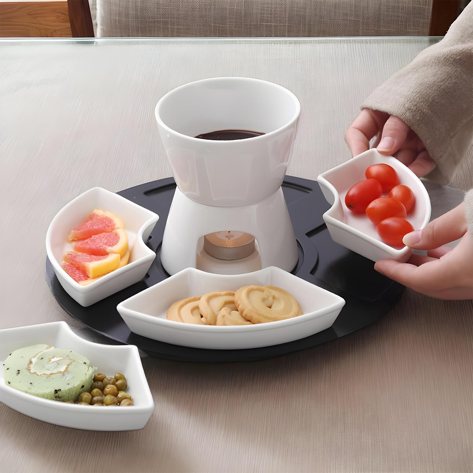 

Chocolate Fondue Set Kids Ceramic Caramel Melting Hot Pot Set Chocolate Melting Bowl For Home Dessert Lovers Romantic Evenings CN