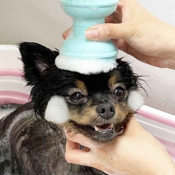 Weiche Massage-Duschbürste aus Silikon für Haustiere, koreanisches Haustiershampoo