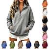 Modischer Damen-Hoodie mit halbem Reißverschluss, langen Ärmeln und zwei Taschen für den lässigen Alltagsgebrauch