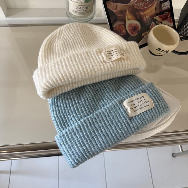 Japanese Minimalist Wool Beanie: Trendy, Warm, Double-Layered Winter Skull Cap