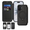 KEYSION Leather Flip Wallet Case for iPhone 15 16 17 Pro Max Air 16Plus 16e Cards Slots Magnetic 360 Ring Stand Phone Back Cover