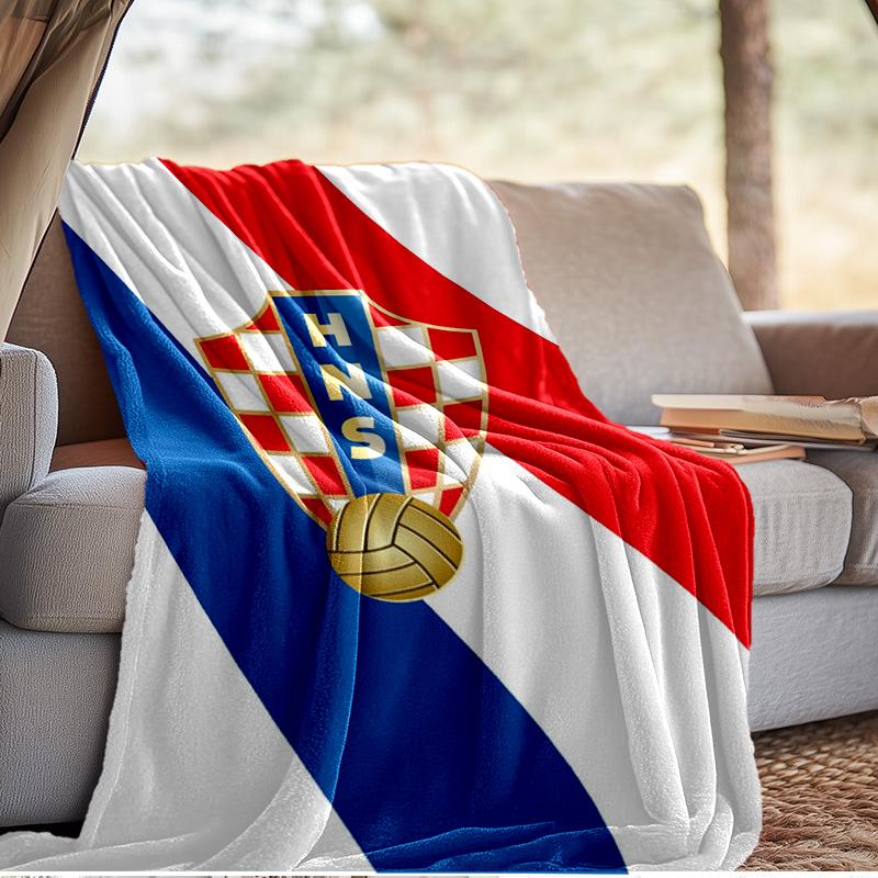 Coperta con Emblema del Calcio Croato Coperta in Flanella da Esterno per Campeggio, Escursionismo, Feste in Giardino, Essenziali per Picnic, regalo per famiglia e amici