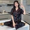 Sweet And Cool Girl Wind Ice Silk Pajamas Women'S Summer Short-Sleeved Trousers Comfortable Loungewear