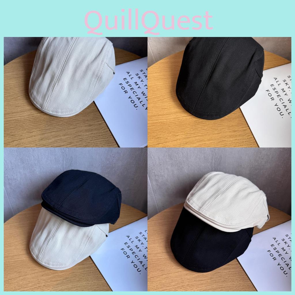 English Retro Elegant Beret With Short Brim And Solid Color Design For Outings