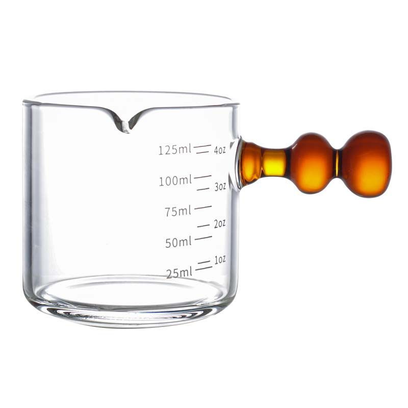 Small Glass Milk Cup Multifunction Espresso Extract Measuring Cup with Graduated Home Milk Pot Honey Ounce Cup Anti-hot Handle