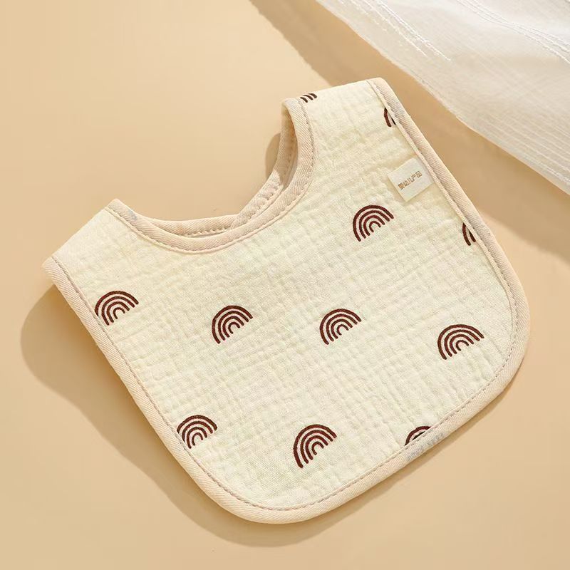 Soft Cotton Gauze Bibs for Infants, U-Shaped Drool Bibs for Newborn Boys and Girls, Adjustable Snap Closure, Waterproof, U-Shaped Design, Cute Print