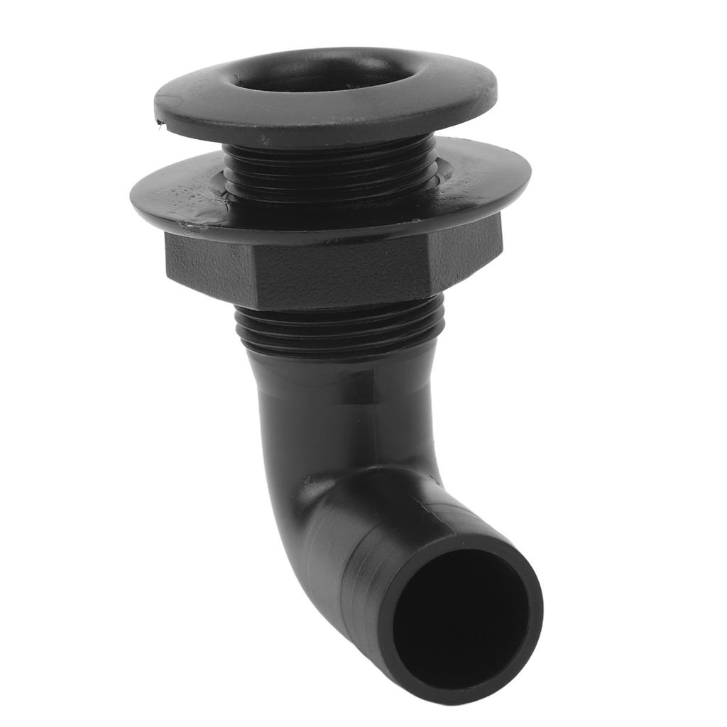 Marine Thru Hull Connector Leakproof Ergonomic Reliable Rugged 90 Degrees  Thru Hull Fitting for Yacht Boats Black