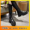 Small man thick-soled but knee thick-heeled boots high boots 2025 autumn and winter thin boots thick-heeled Martin boots women