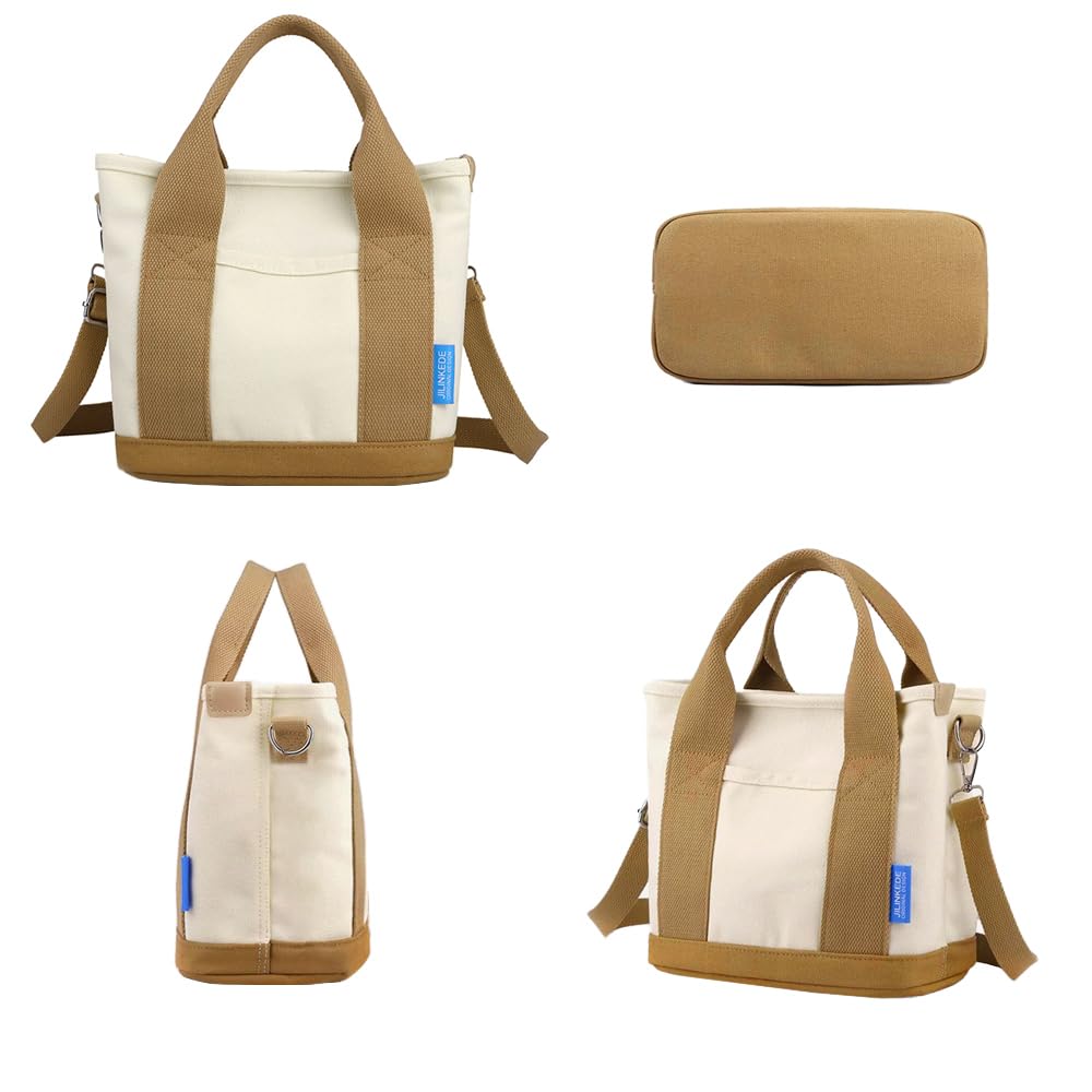GOXUNYUAN Canvas Tote Bag for Women, Lightweight, Durable, Large Capacity, Multi-Pocket, Not Waterproof, Brown