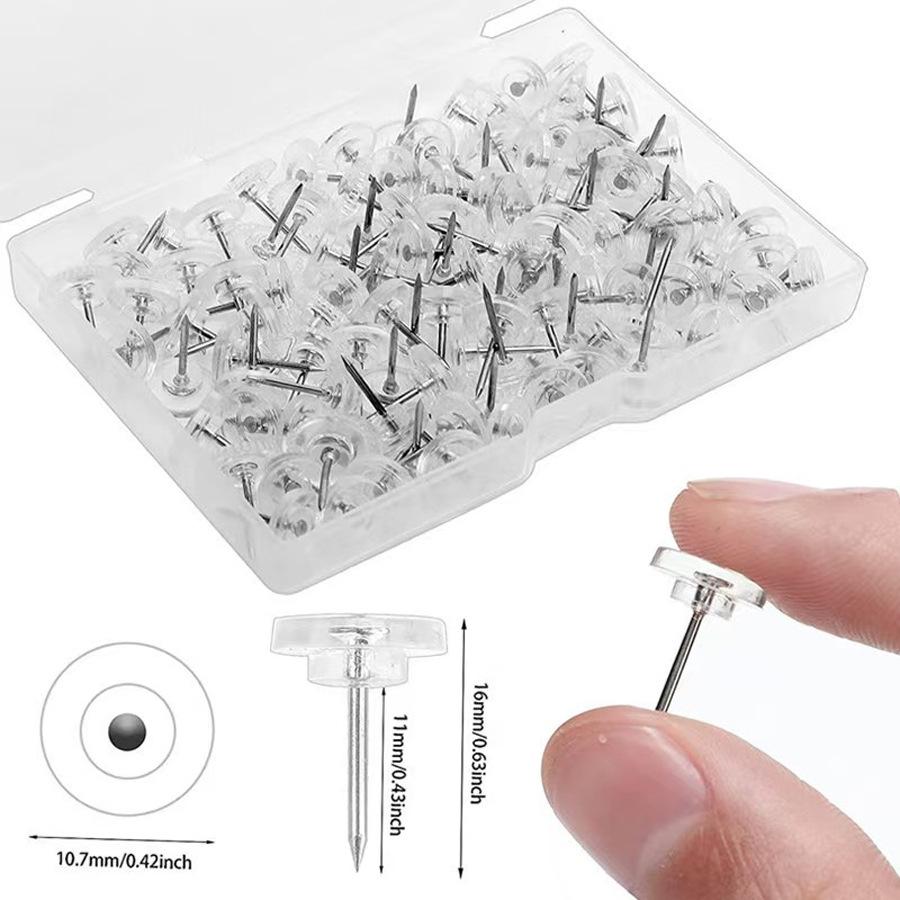 Transparent White and Black Round Push Pins for Cork Boards