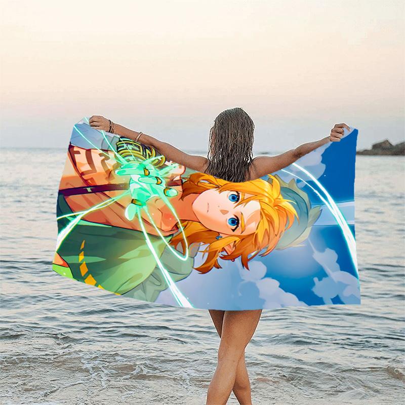 1pc Game Zelda Beach Towel, Beach and Seaside Swimming Pool Equipment, Fashion Pattern, Rectangular, Travel Essentials