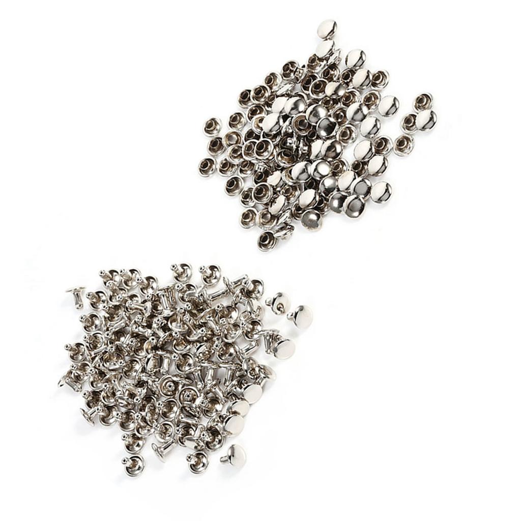 100Sets 8 x 8mm Double Cap Rivet Metal Leather Craft Repairs Studs Spike Decoration  Bronze