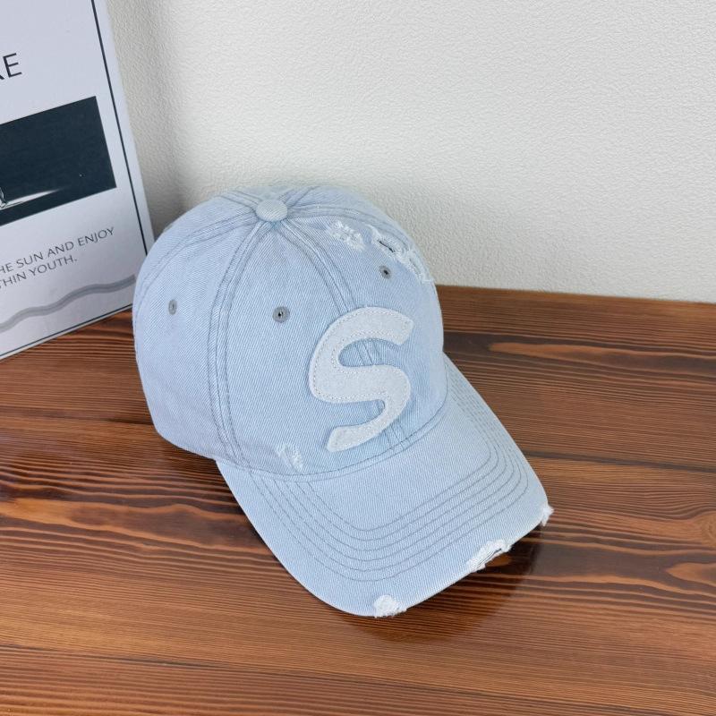 Spring and Autumn New Washed Denim Baseball Cap Children's Fashion Ripped S Letter Versatile Casual Shade Cap Men