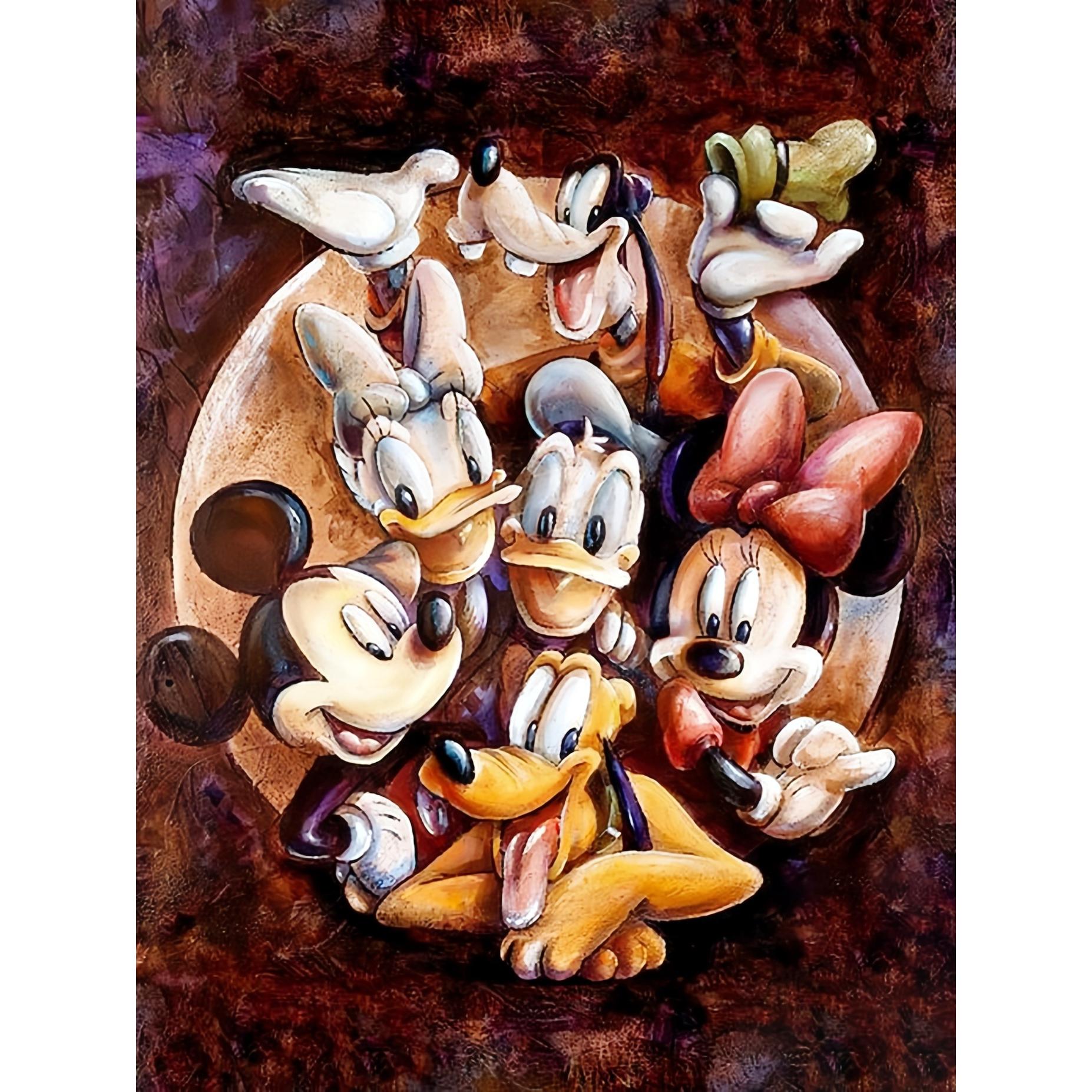 

Алмазная вышивка Микки Маус Минни Полная круглая вышивка Гуфи Дональд Дак Полная круглая мультяшная мозаика Домашний декор Round 20x30cm