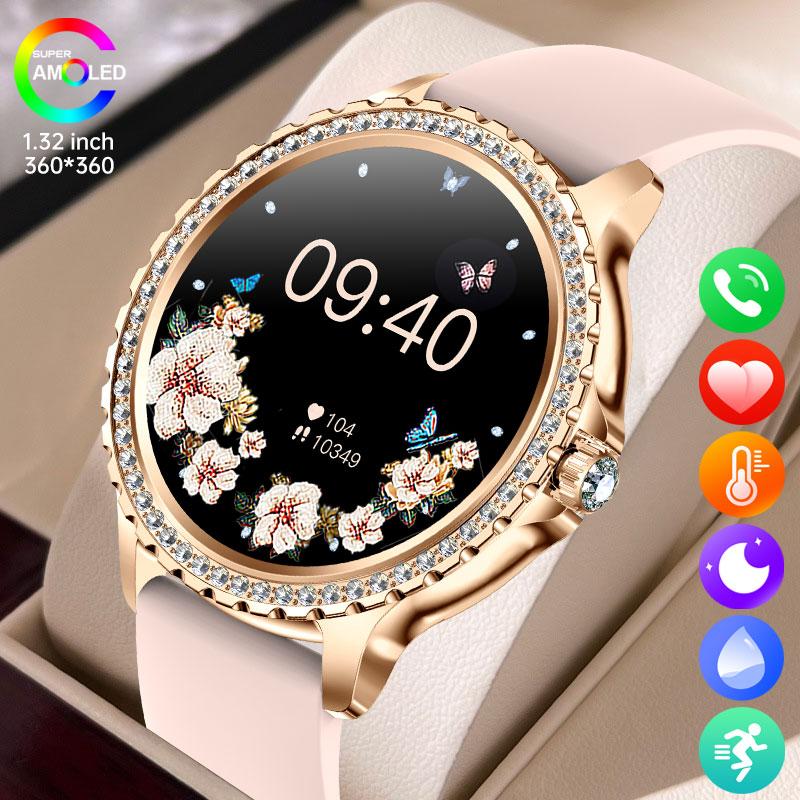 SACOSDING AMOLED HD Displej Chytré hodinky Měření srdečního tepu Krevní kyslík Módní dámský náramek Bluetooth volání Chytré hodinky Ženy Pro HUAWEI XIAOMI