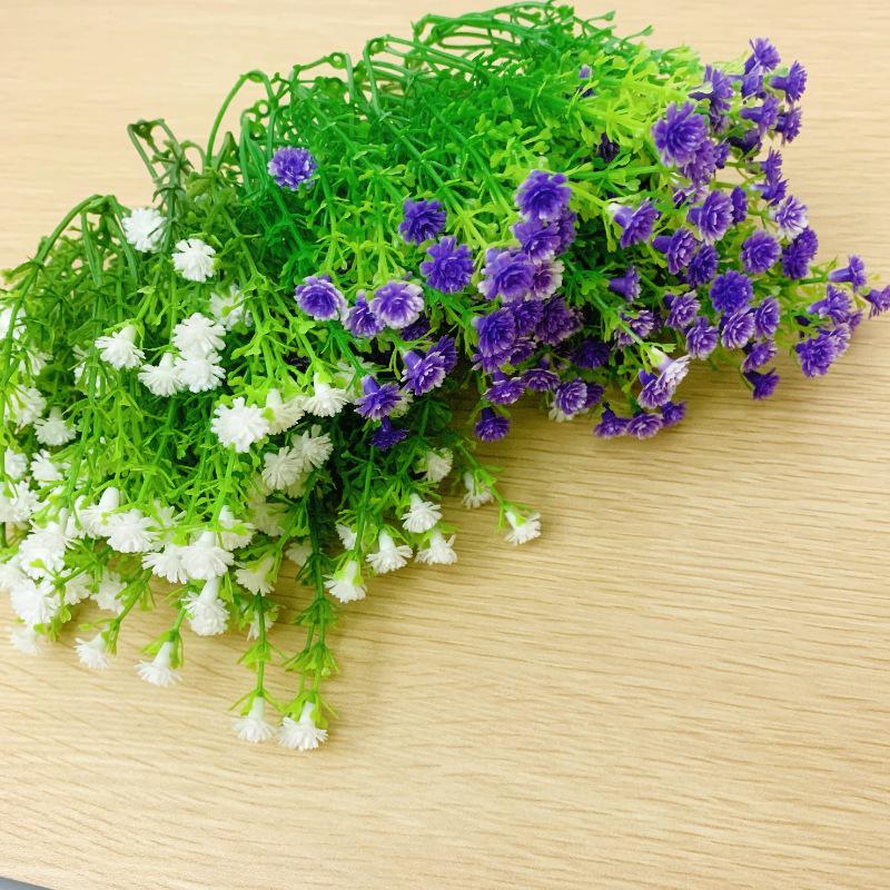 Plastic Baby's Breath Bouquet with Grass - Floral Decoration Materials for Student Crafts