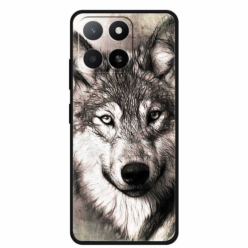 Für ZTE Blade A55 A35 Hülle Tiere Weiches Silikon TPU Handyhüllen Rückseite für ZTE Blade A35 BladeA55 Wolf Stoßfest Cool Capa