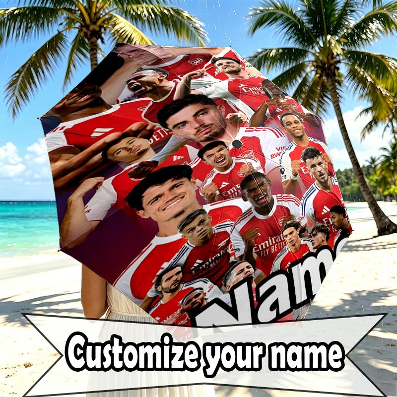 Custom Name Personalized football team Print Umbrella, Auto Open Close, 8‑Rib Sturdy Frame, Commute Camping Hiking Use, Birthday Gift