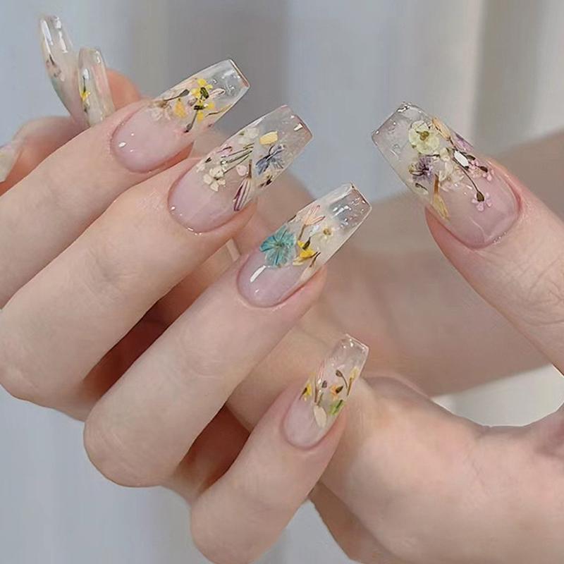 5 st/ask 3D torkade blommor nagelkonstdekorationer torkade blommor klistermärken gör-det-själv manikyr berlocker design för nageltillbehör