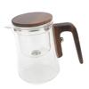 Théière 600ml Verre Acier Inoxydable Presse Contrôle Séparation Magnétique de l'Eau Théière avec Poignée en Bois pour la Maison