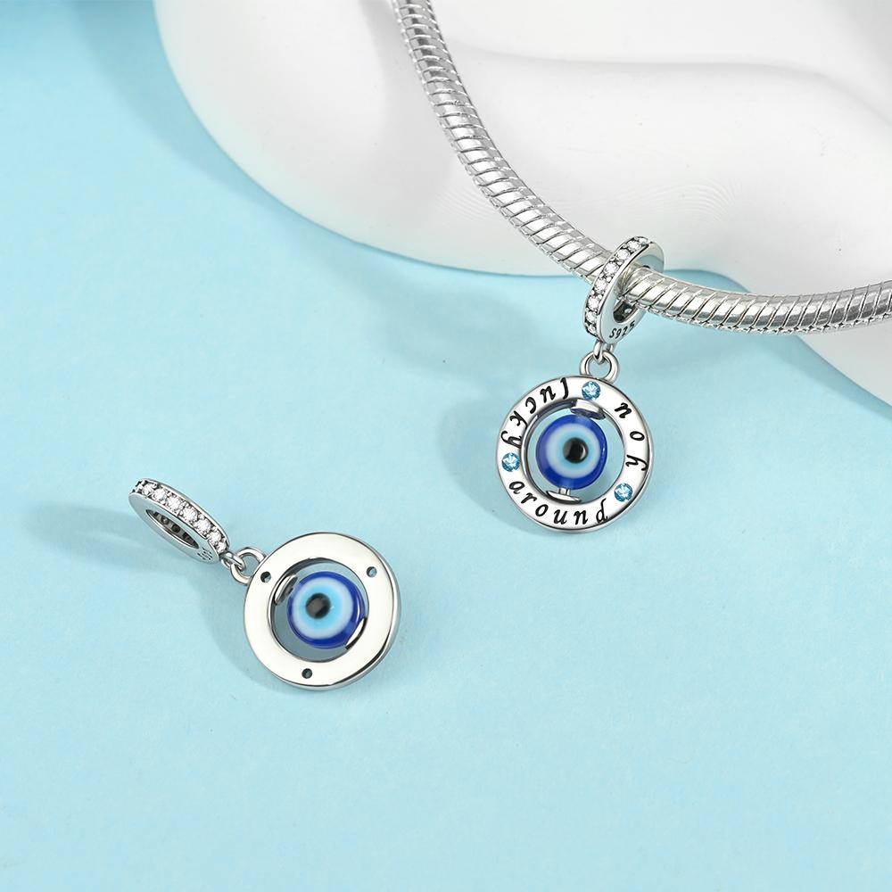 Ahthen copper Bead Charms Demons Eye Dangle Charm fit Snake Chain Bracelets Necklaces for Women Jewellery Making