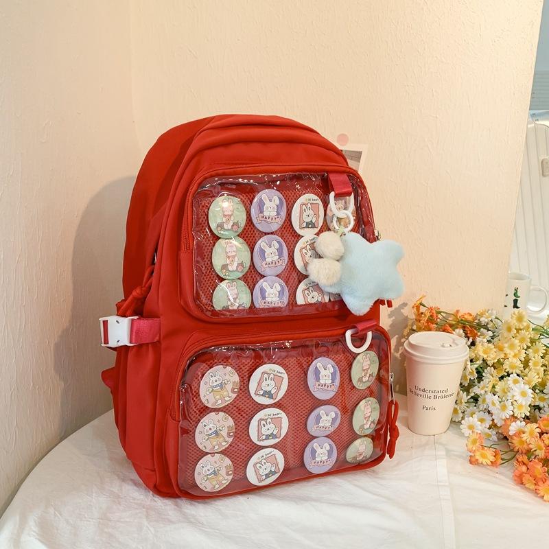 Large Capacity Transparent Backpack College Style Primary and Secondary School Students DIY Decorative High Value Backpack