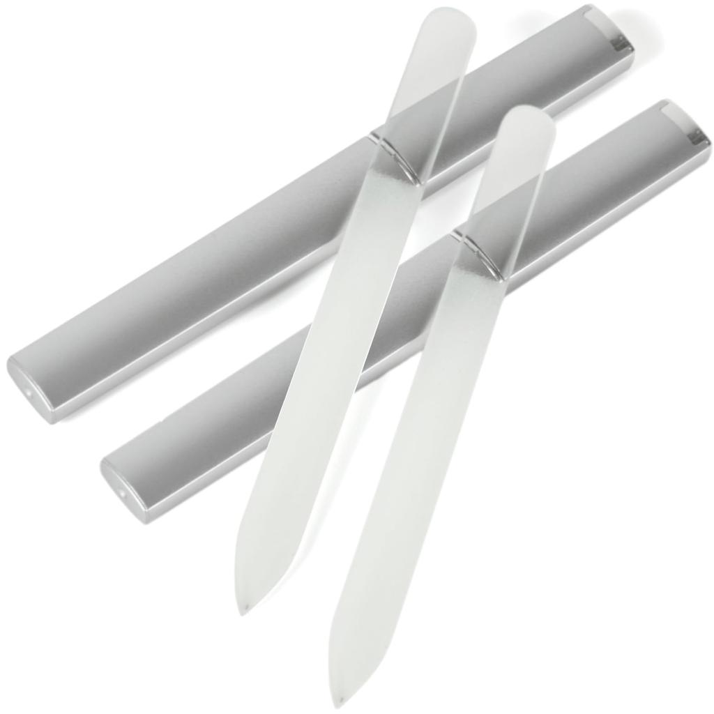 Amazing Harmony Nail Glass Case Includes Nail Nail and Nail Polisher of File, Included, Double-Sided, Silver, File, Buffer, (Set 2)