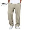 Versatile Outdoor Activewear Men Waffle Baggy Trousers, Wide Leg Drawstring Waist Slacks, Loose Fit Relaxed Travel Pants Casual Sweatpants with
