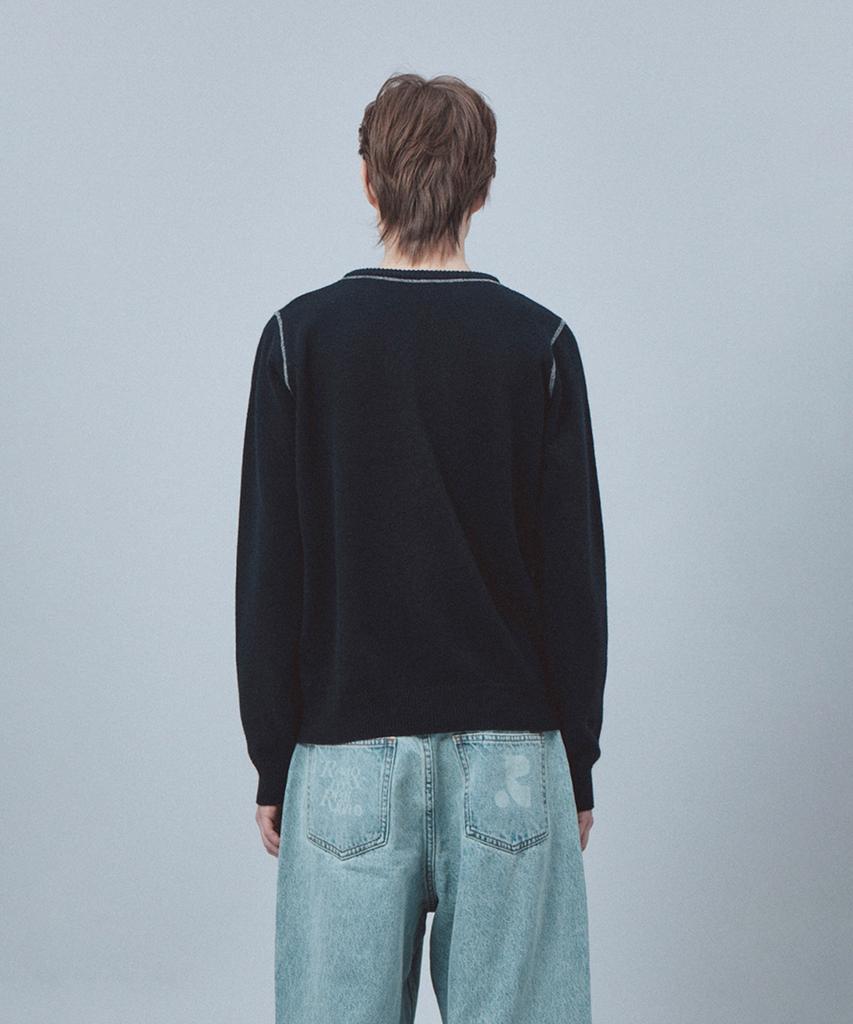 REST&RECREATION Stitch Wool Knit Cardigan - Navy