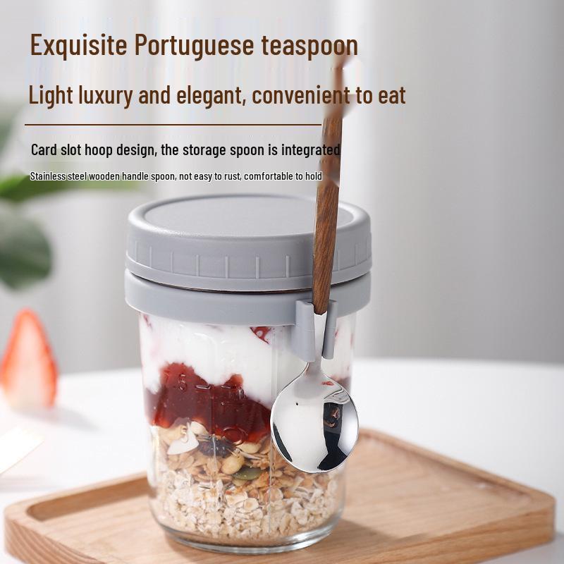 Oatmeal Portable Breakfast Blender Cup - Thickened Glass, Sealed for Milk or Salad