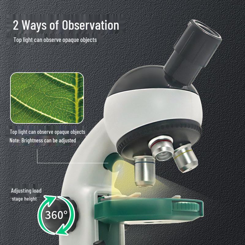Children's Science Microscope Set, 1000x-1200x, Ideal for Elementary to Junior High School Experiments