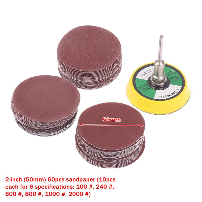60/100pcs Set With Backer Plate Includes 100-2000 Grit Sandpapers 1/2 Inch Sanding Discs Pad Kit For Drill Grinder Rotary Tools