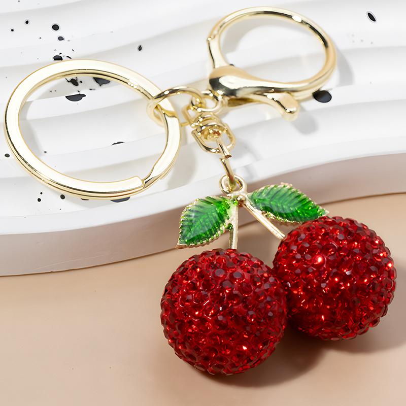 1 Stuks Modelegering Strass Simulatie Kers Hanger Gepersonaliseerde Bedel Rugzak Auto Hanger Meisjes Cadeautas Bedel rood