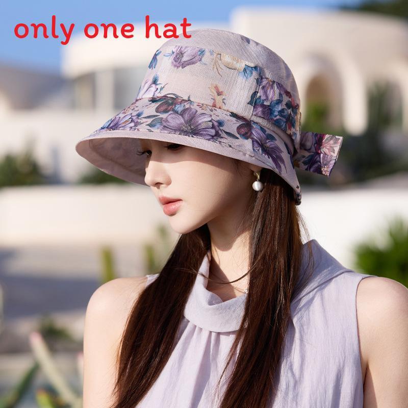 Summer Flower Pattern Fisherman Hat With Wide Brim Breathable Sun Protection For Outdoor Activities
