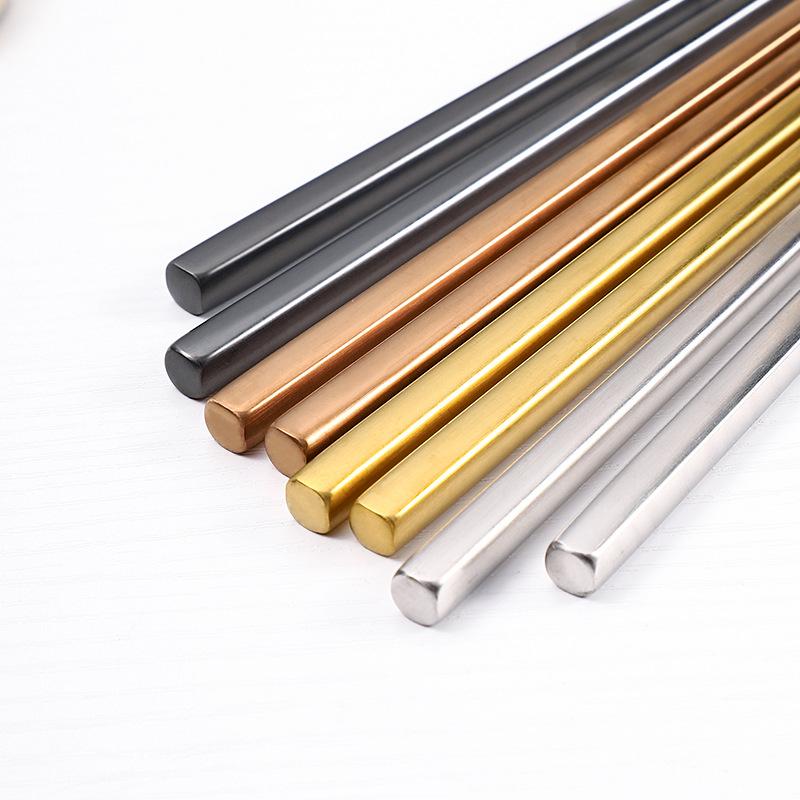 Matte 304 Stainless Steel Chopsticks Thickened and Lengthened Non-slip and High Temperature Resistance Integrated Domestic Sushi Chopsticks
