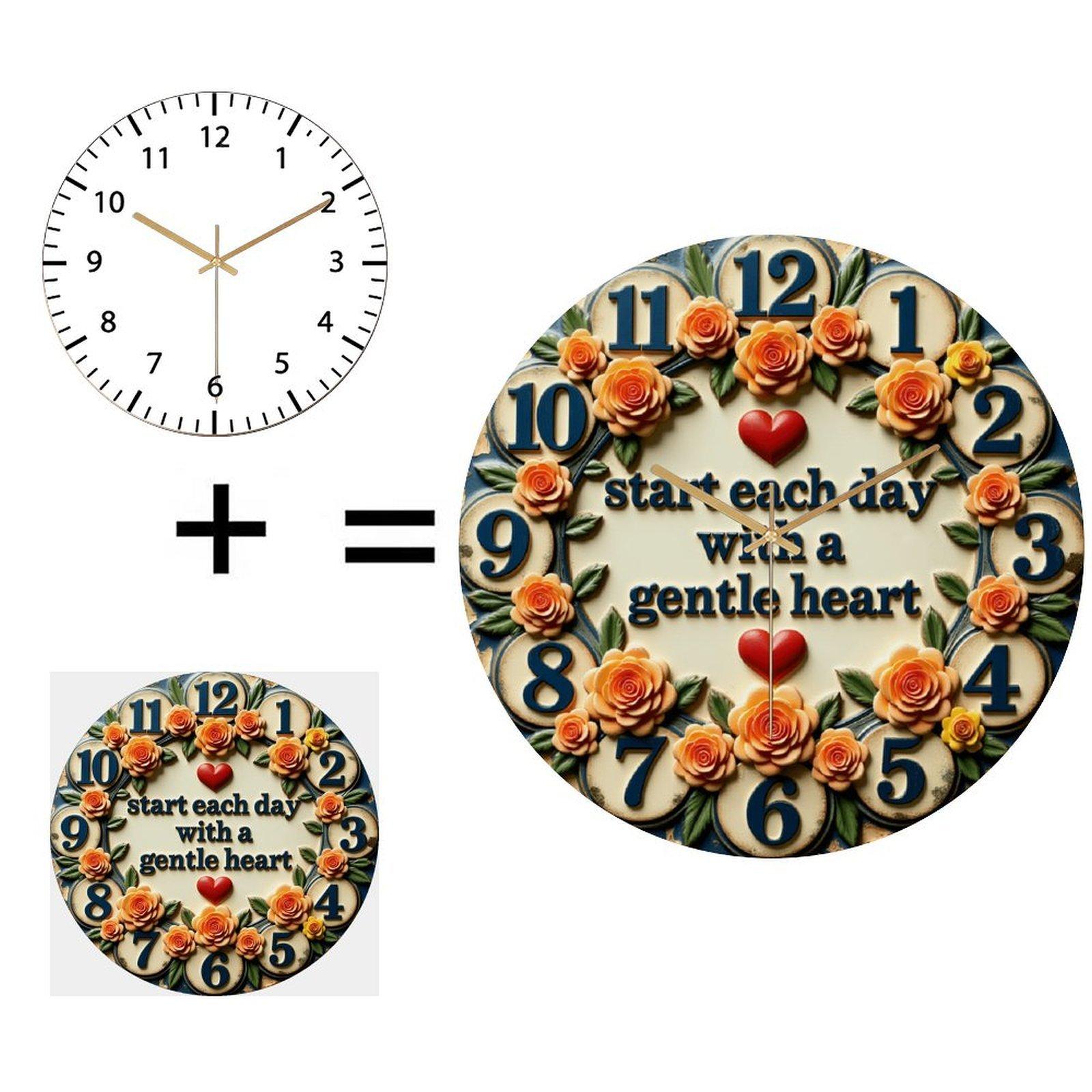 30x30cm Round Wall Clock with Clear Tempered Glass and Polished Frame (White,12 in(30.48cm)) белый