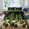 Succulents Bedding Set, Exotic Flower Duvet Cover Twin Size For Kids Boys Girls, Branches Leaf Floral Polyester Comforter Cover