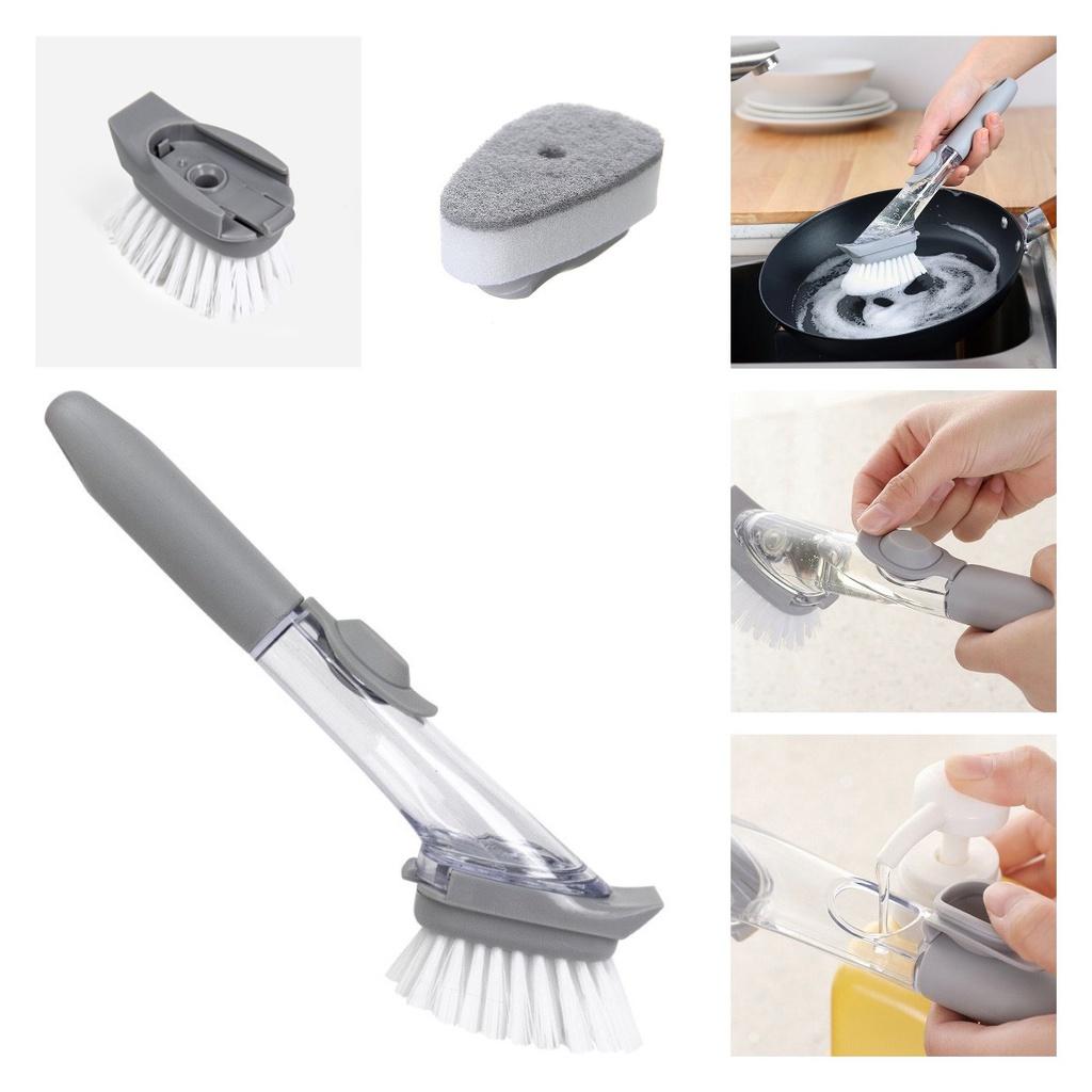 Kitchen Longhandle Cleaning Brush Bowl Washing Sponge Brush Accessories Pot