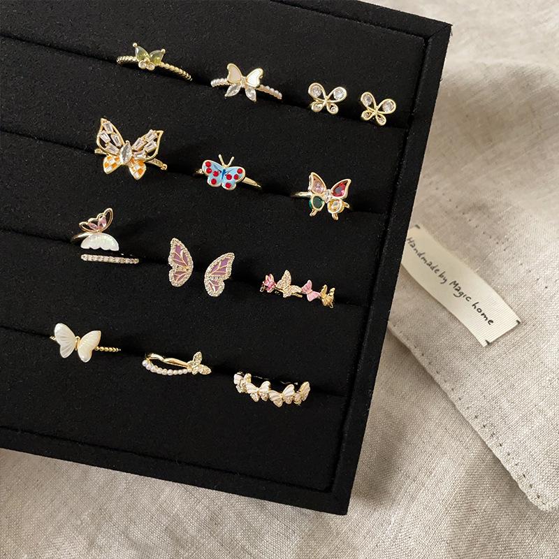Exquisite Colorful Butterfly Open Ring Collection for Women: Unique, Fashionable, Versatile Finger Rings