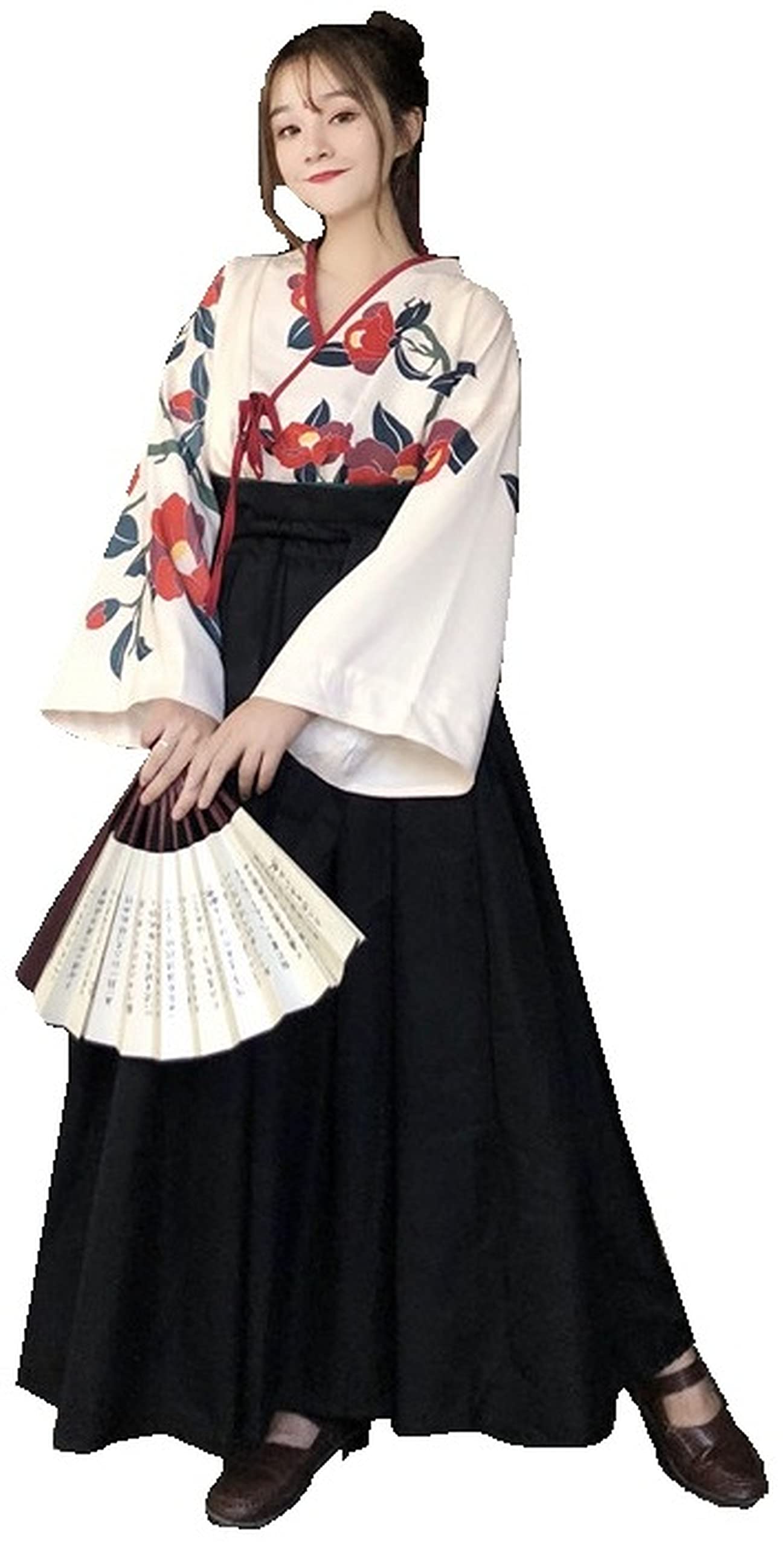 

Taisho Roman Hakama Kimono for Courtesan Yukata Cute Retro Floral Lolita Summer Festival One Size Fits All [Hosaku Co., Ltd.] Girls, Cosplay, чёрный