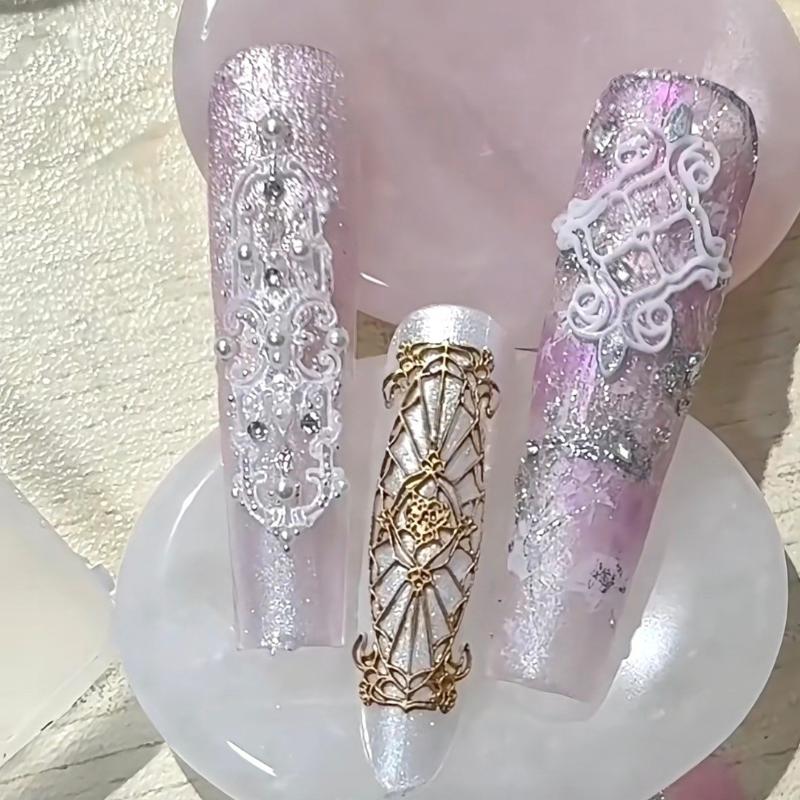 Baroque Heart French Necklace Gemstone Photo Frame 3D Acrylic Nail Mold Nail Decorations Diy Silicone Nail Nails Products