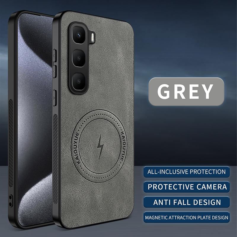 For Infinix Hot 60i 4G/Infinix Hot 60 Pro+ Case Simple Stylish Magnetic Suction Luxury PU Leather Skin-friendly Anti-drop Cover