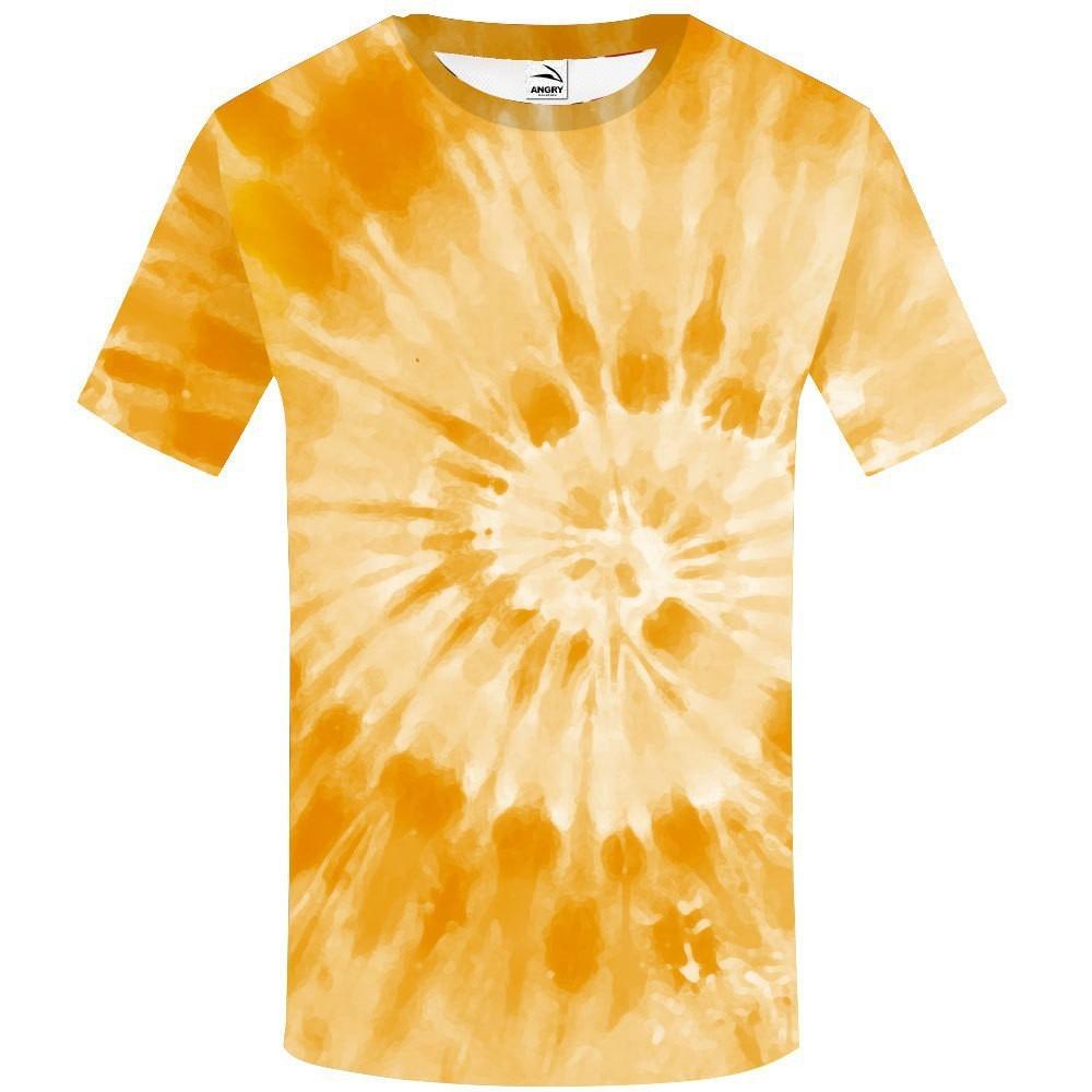 Summer new men's round neck 3D printed short sleeved t-shirt with digital multi-color tie dye