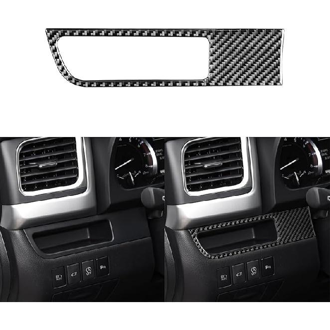 Real Soft Carbon Fiber Car Ignition Lock Panel Engine Start Stop Switch Cover Trim Sticker Auto Interior Accessories Compatible with Toyota